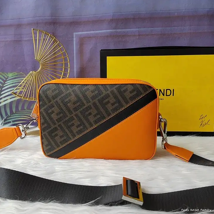 HOT Case Orange Camera Fabric FF Motif Compact In Fendi Brown 0426